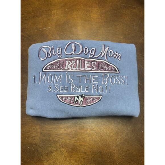 VTG 90s/Y2K Big Dog Big Dog Mom Rules Crewneck Sweatshirt Light Purple Size L - Picture 11 of 13